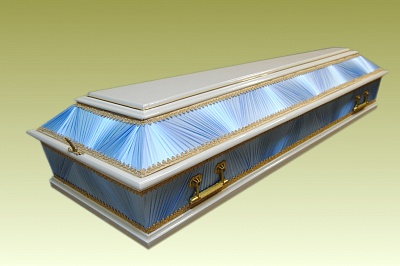 Гроб Б-4 комбинированный белый, с постелью