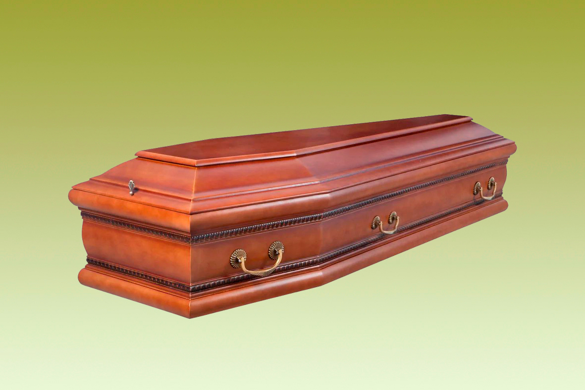 Гроб Бергамо, колода, шестигранный, с постелью